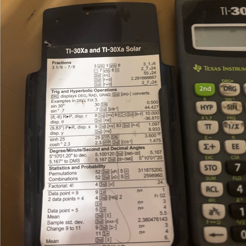 Texas Instruments TI-30Xa Calculator - Black and Green - Picture 3 of 7